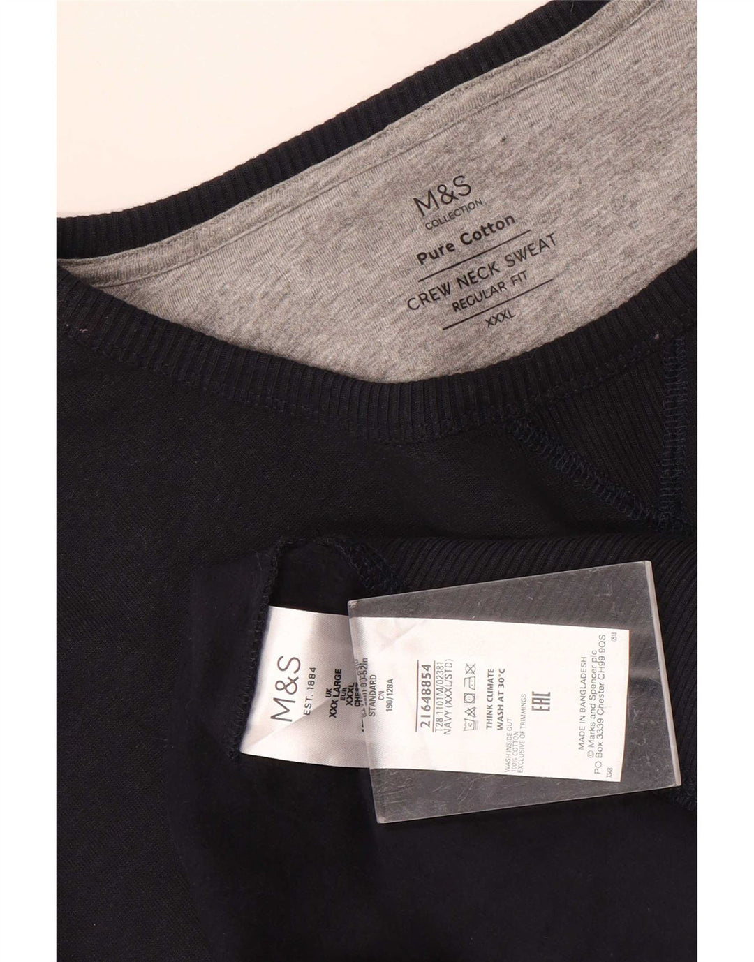 Pulover pentru bărbați Marks & Spencer, cu tăiere obișnuită, 3XL, bumbac bleumarin