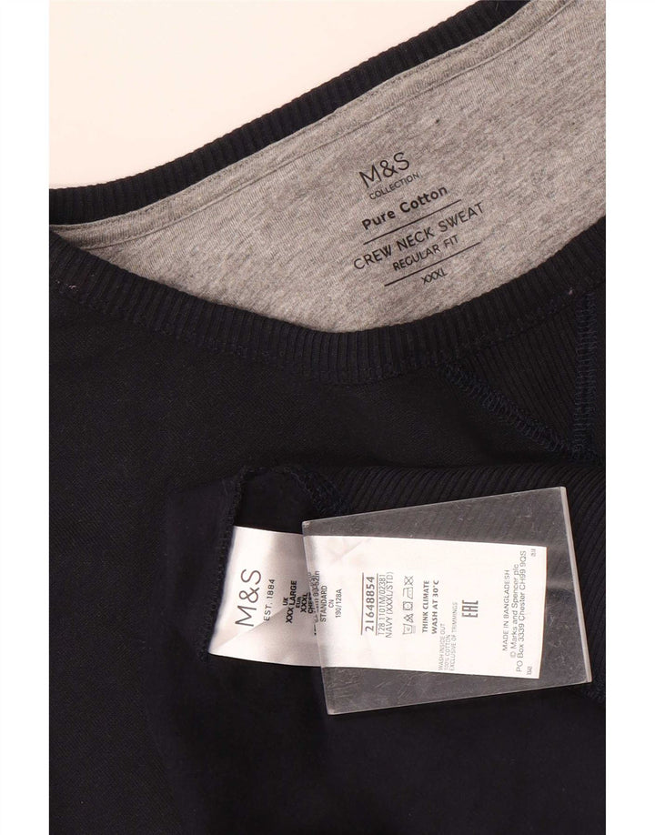 Pulover pentru bărbați Marks & Spencer, cu tăiere obișnuită, 3XL, bumbac bleumarin