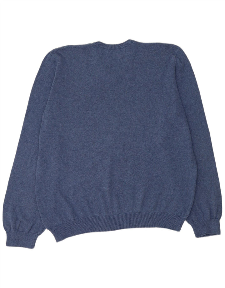Pulover cu decolteu în V pentru bărbați Marks & Spencer, bumbac albastru 2XL
