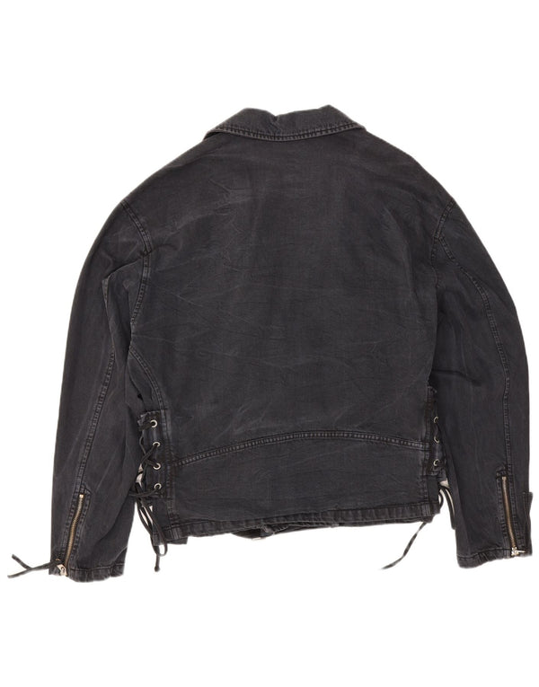 Jachetă motociclist denim supradimensionată pentru femei Free People UK 16, mare, bleumarin