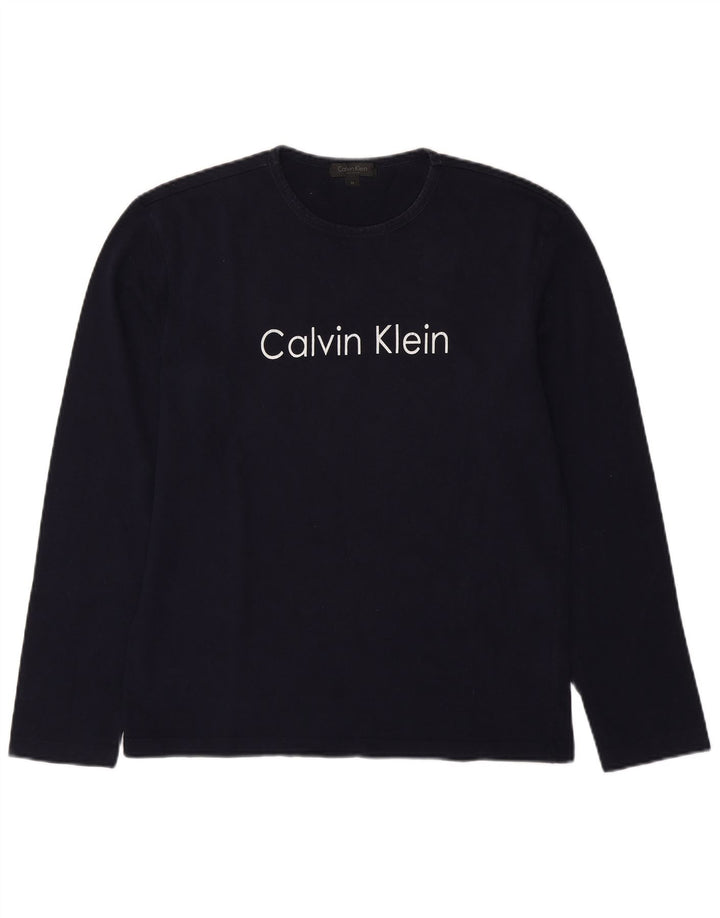 Top grafic pentru bărbați Calvin Klein, cu mânecă lungă, mediu, albastru, bumbac