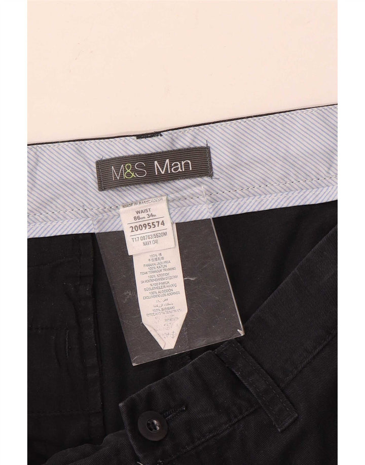 Pantaloni scurți chino pentru bărbați Marks & Spencer W34, mari, albastru, bumbac