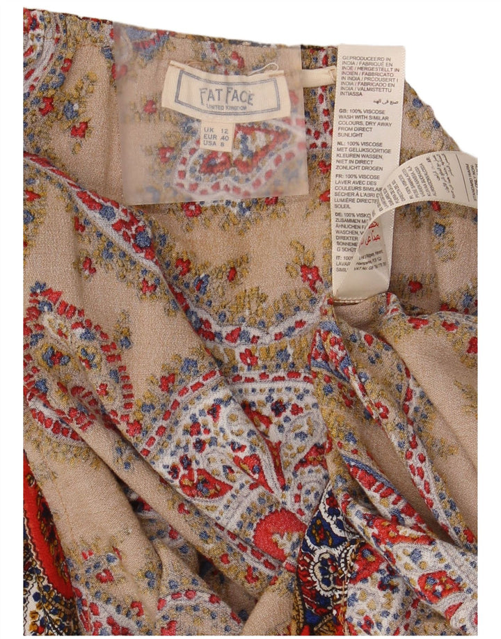 Fat Face pentru femei Crop Cami Top UK 12 Medium Brown Paisley Viscose