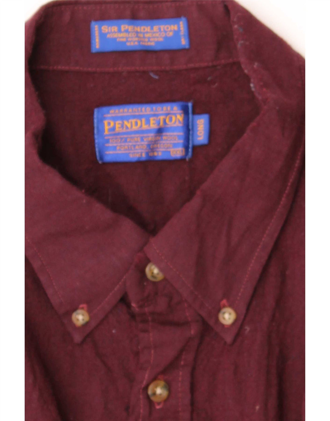 Cămașă lungă pentru bărbați Pendleton Cămașă de flanel 2XL Lână Bordeaux