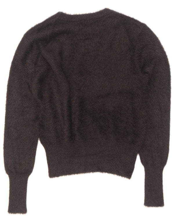 Pulover pentru femeie cu gât de barcă Zara UK 14 Medium Gri Nylon Heart