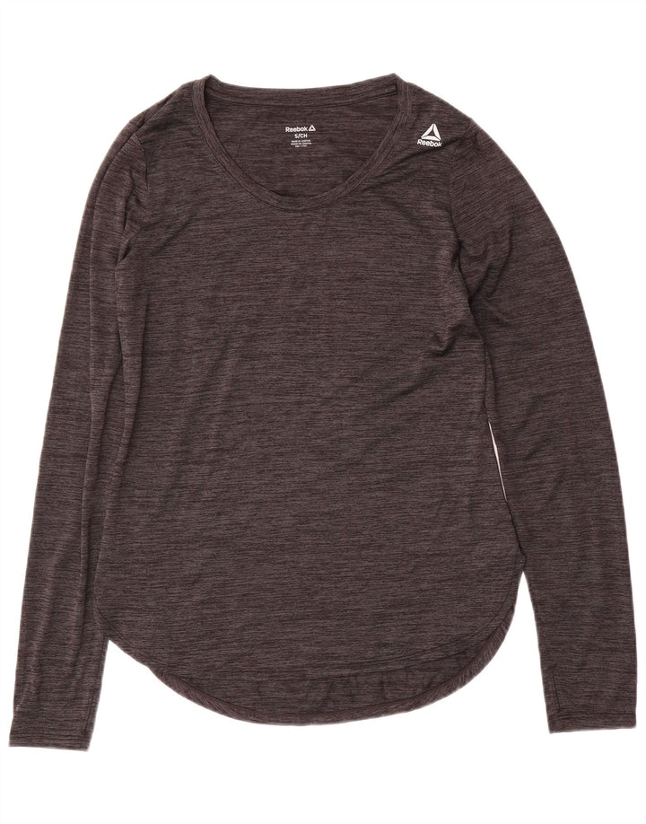 Top pentru femei REEBOK cu mânecă lungă UK 10 mic, gri, poliester cu pături