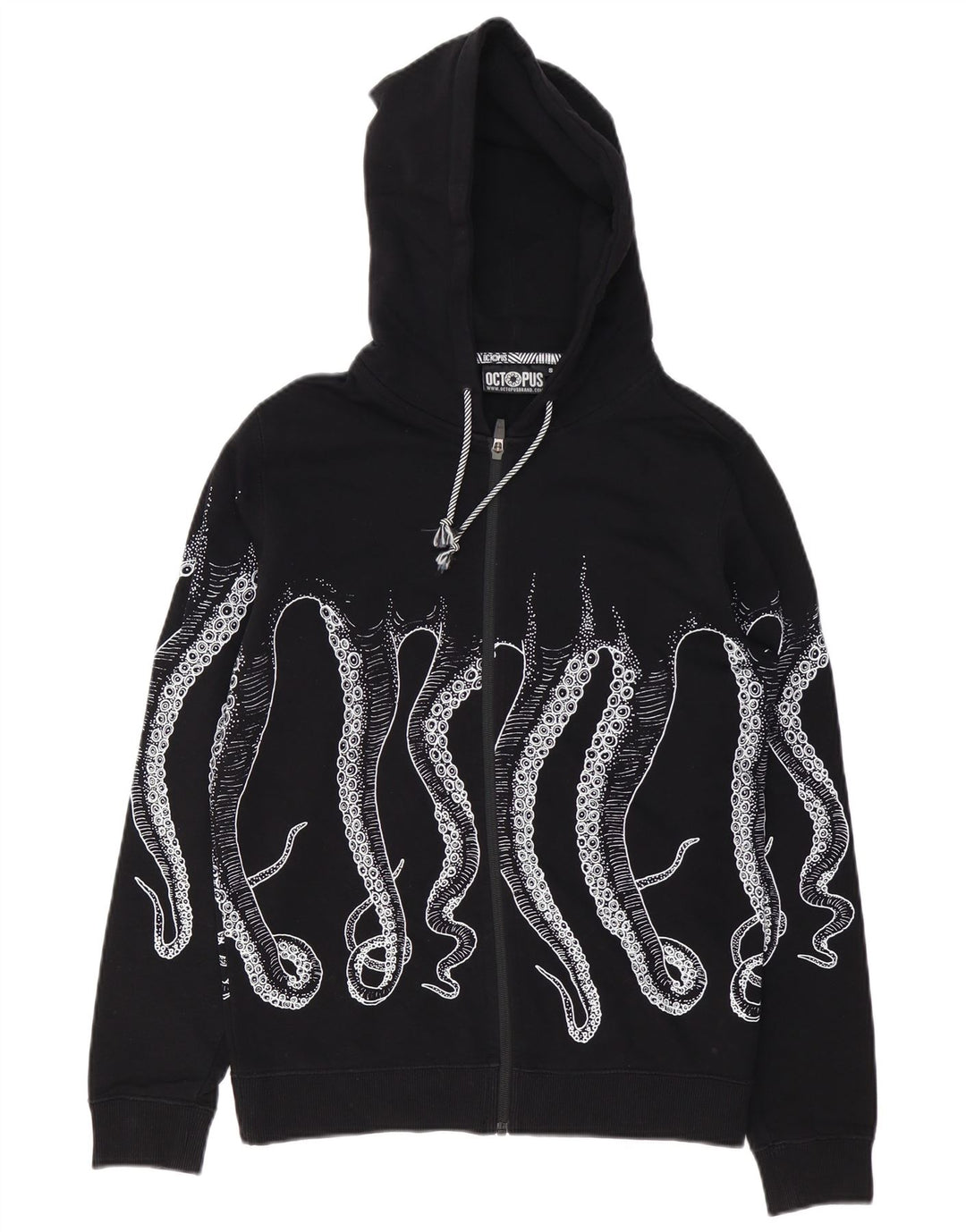 Pulover pentru bărbați Octopus, cu fermoar grafic, bumbac mic, negru