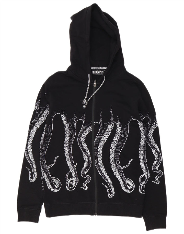 Pulover pentru bărbați Octopus, cu fermoar grafic, bumbac mic, negru