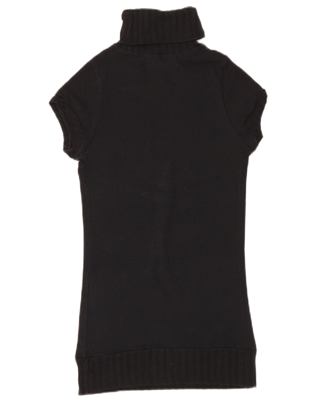 Pulover pentru femei Zara, cu mânecă scurtă, cu gât cu nasturi, UK 8 Mic Negru