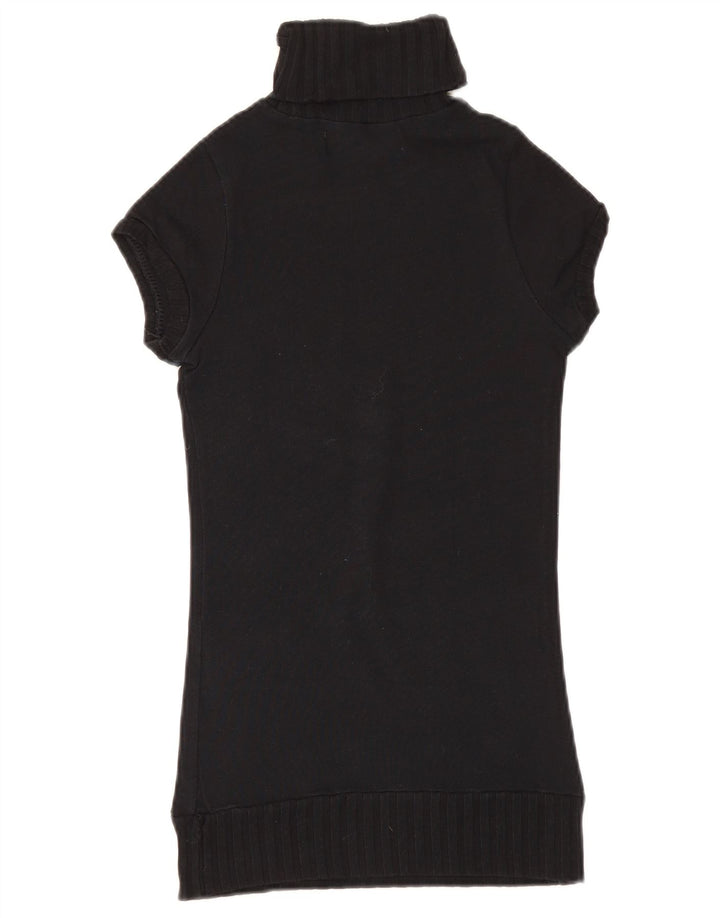 Pulover pentru femei Zara, cu mânecă scurtă, cu gât cu nasturi, UK 8 Mic Negru