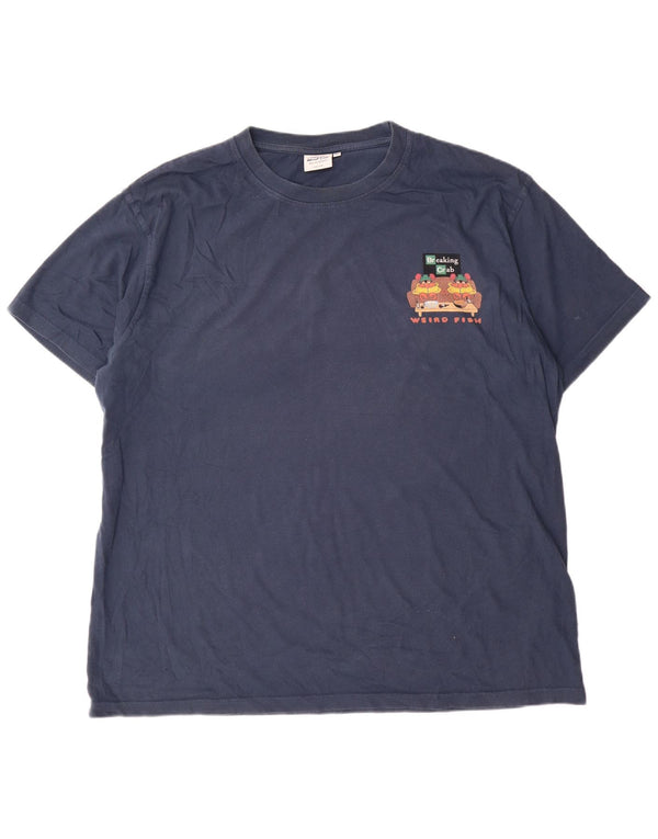 Tricou grafic pentru bărbați Weird Fish Top 2XL Bumbac bleumarin