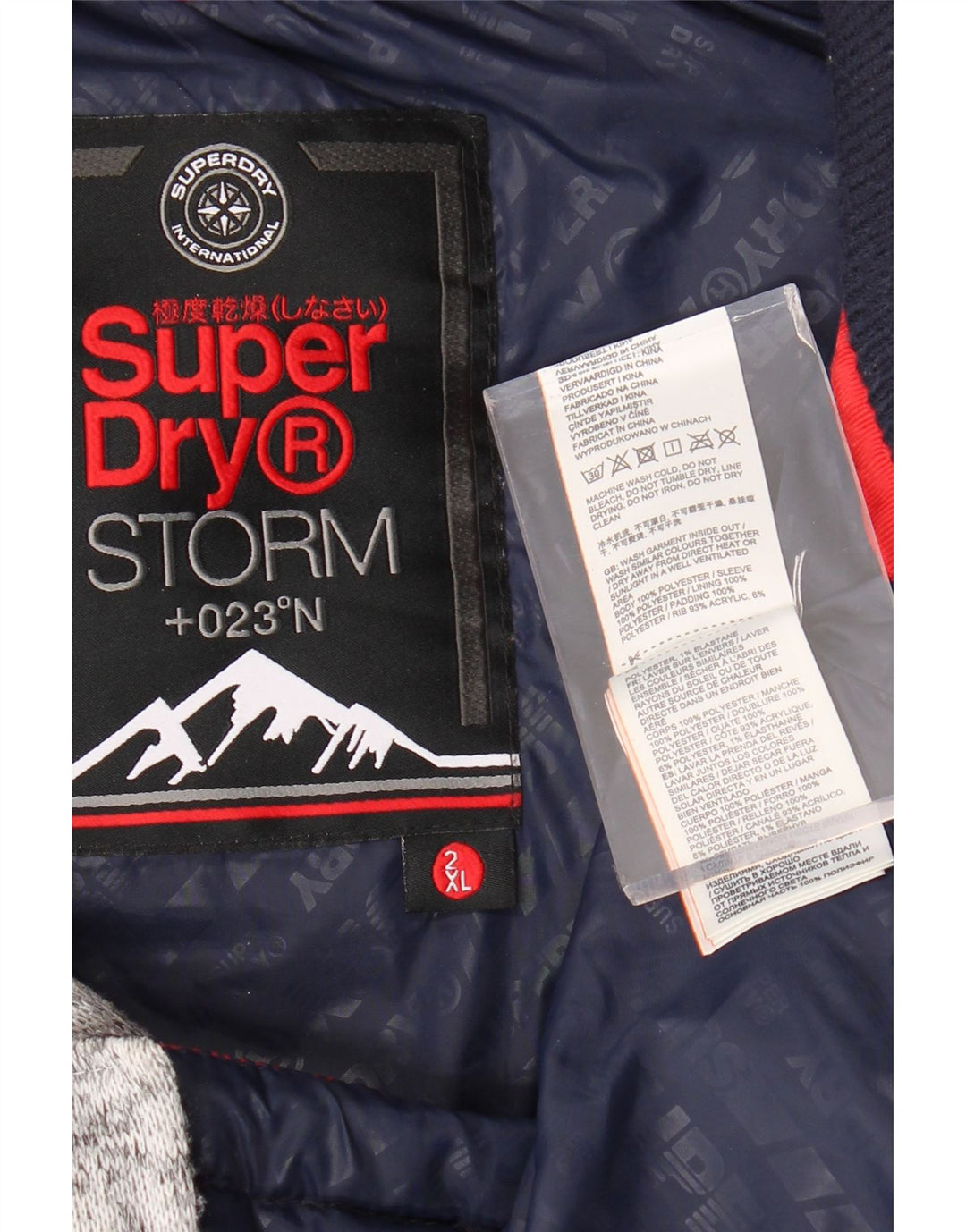 SUPERDRY Jachetă căptușită cu glugă pentru bărbați UK 44 2XL Poliester color bloc roșu