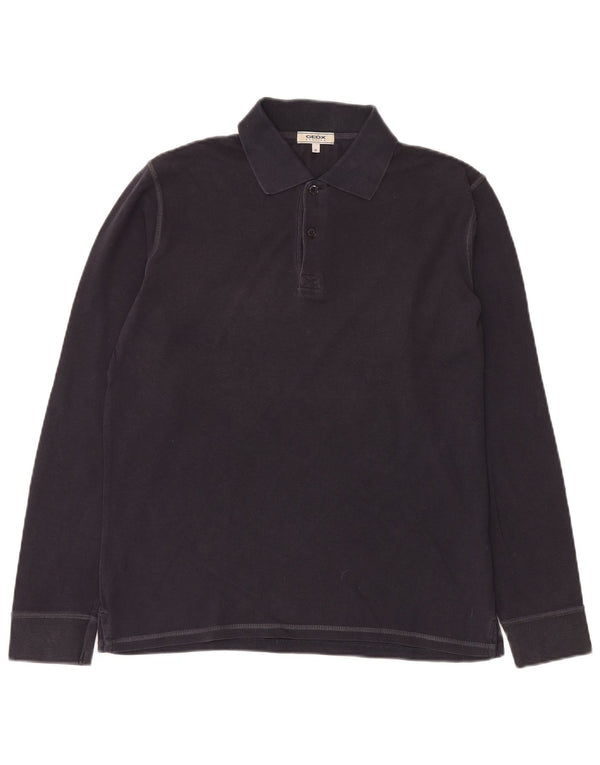 Tricou polo pentru bărbați Respira cu mânecă lungă GEOX, albastru bleumarin mediu