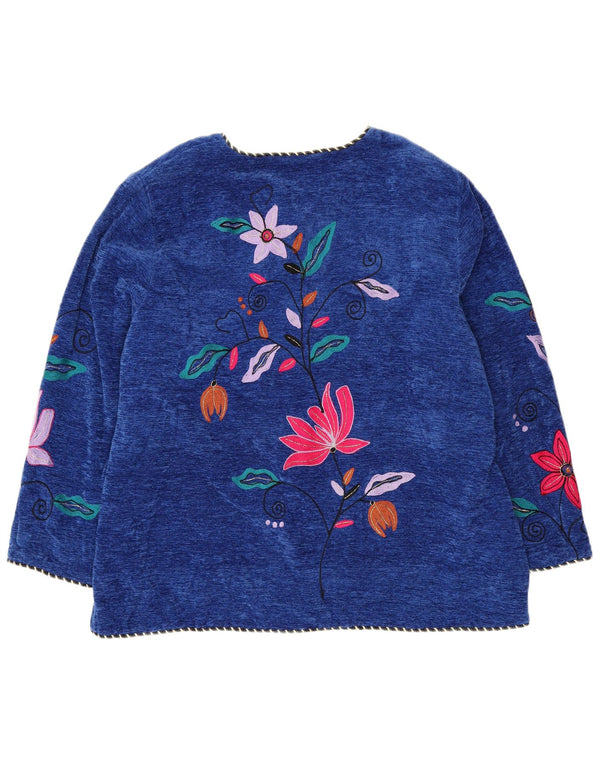 Pulover cardigan pentru femei INDIGO MOON EU 42 4XL Albastru Floral