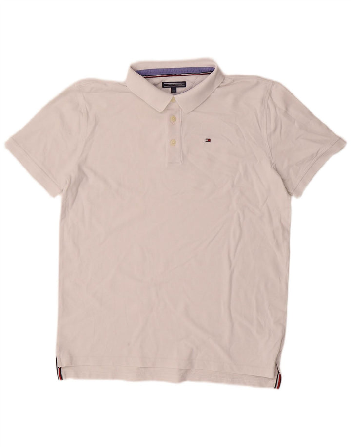 TOMMY HILFIGER Tricou Polo Băieți 15-16 Ani Bumbac Alb