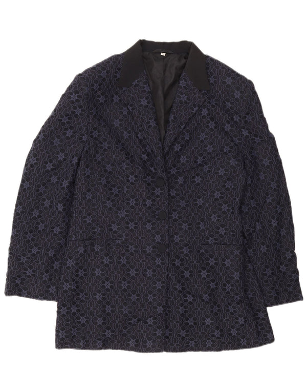 Jachetă pentru femei Carol Blazer cu 3 nasturi IT 48 XL Bleumarin Floral Poliamidă