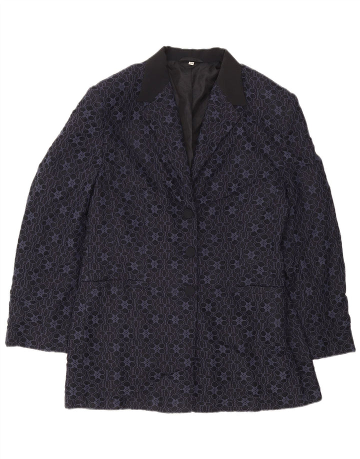 Jachetă pentru femei Carol Blazer cu 3 nasturi IT 48 XL Bleumarin Floral Poliamidă