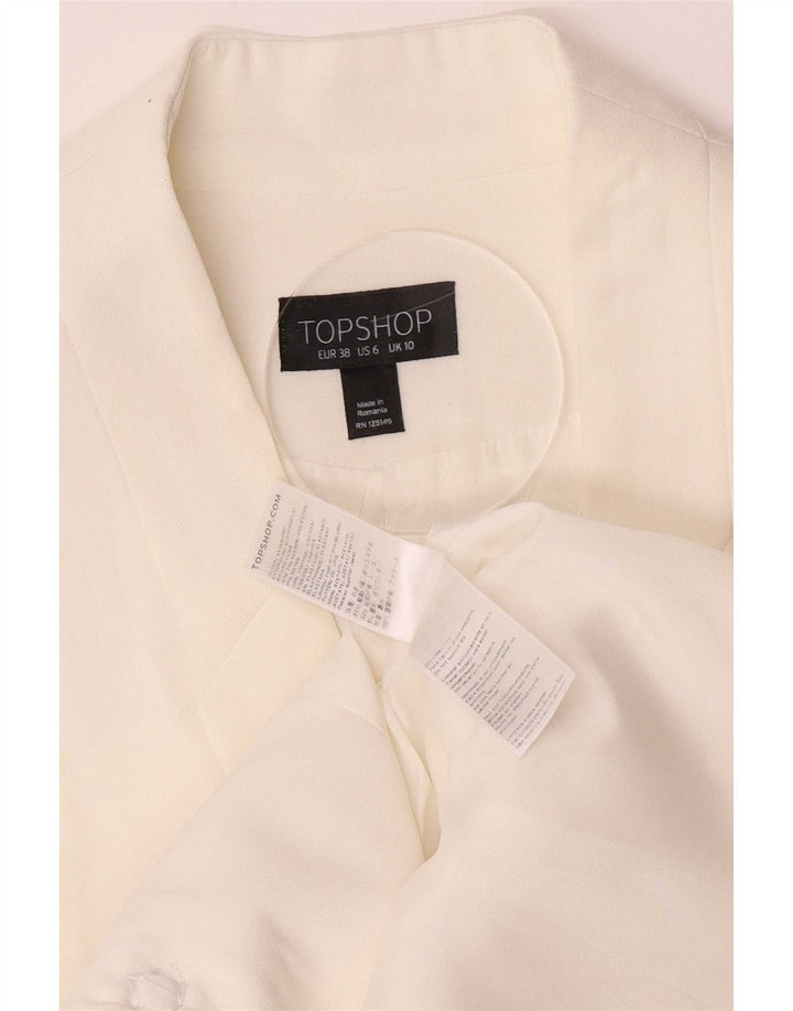 Vestă cu paragate pentru femei Topshop UK 10 Poliester alb mic
