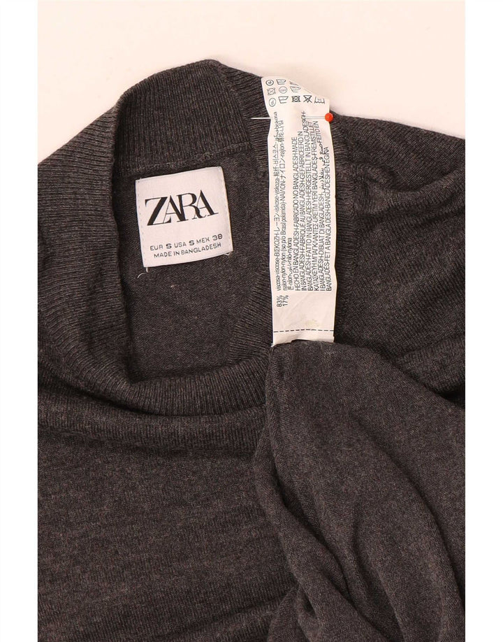 Pulover pentru bărbați Zara cu gât țestoasă, mic, gri, viscoză