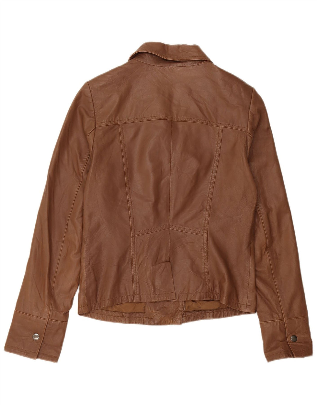 Jachetă de piele crop Reiss pentru femei UK 10 Mic din piele maro