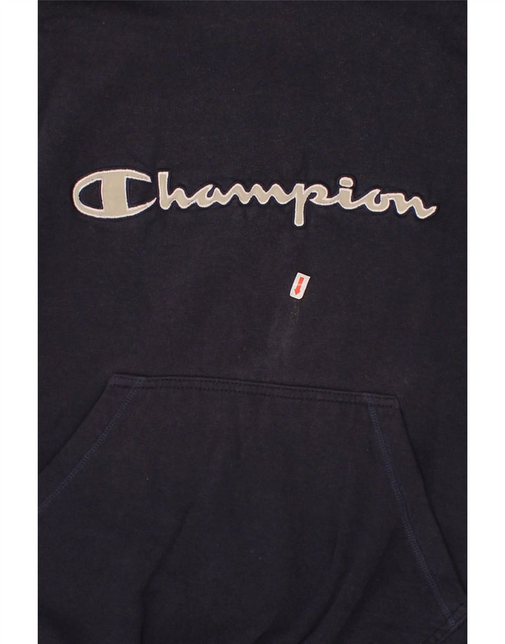 CHAMPION Mens Graphic Hoodie Jumper Large Navy Blue Vintage Champion and Second-Hand Champion from Messina Hembry 