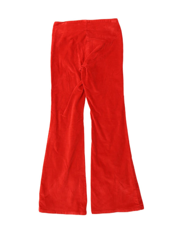 BENETTON Girls Flare Casual Trousers 9-10 Years Large W24 L28 Red Cotton