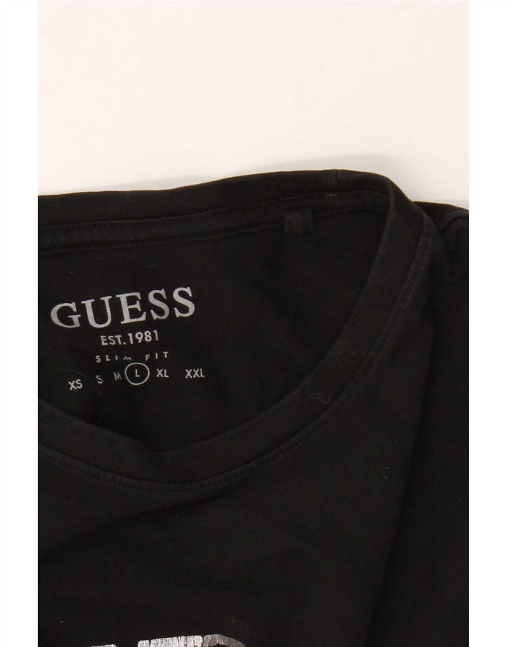 Tricou grafic pentru bărbați Guess Slim Fit Top mare negru