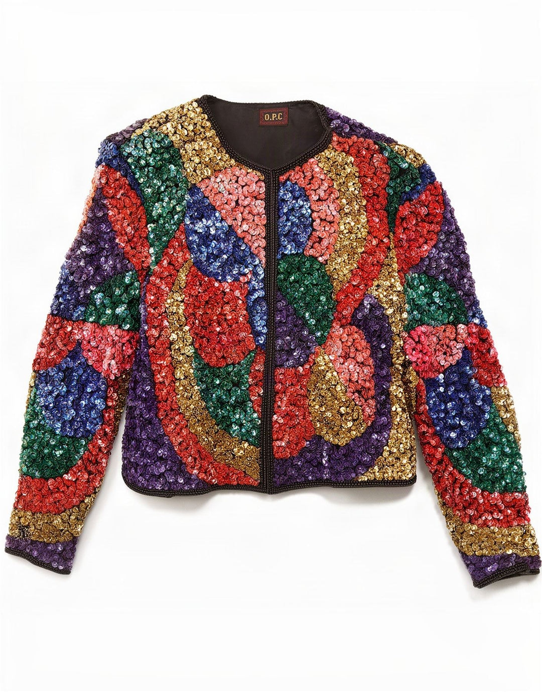 Jachetă Bolero deschisă pentru femei O.P.C UK 12 Medium Multicolor Colorblock Mătase