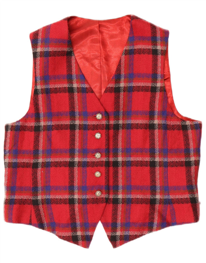 Vestă vintage pentru femei UK 14 Medium Red Check
