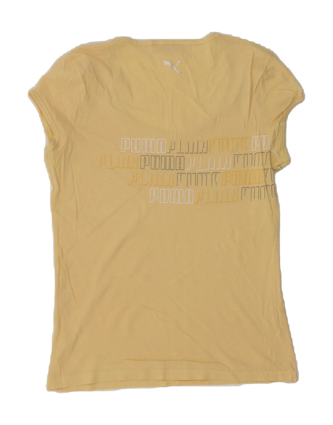 PUMA Womens Graphic T-Shirt Top UK 12 Medium  Yellow Vintage Puma and Second-Hand Puma from Messina Hembry 