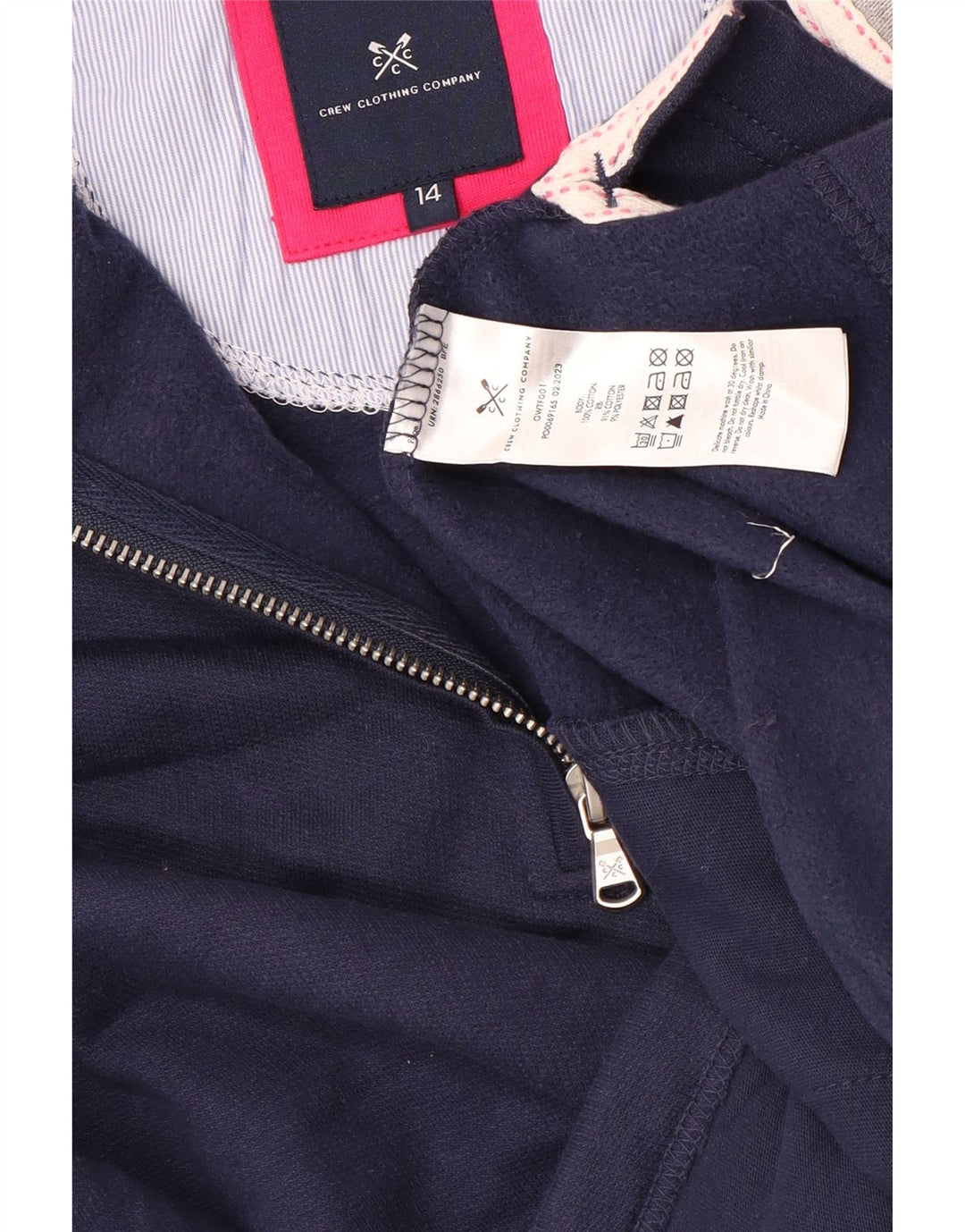 CREW CLOTHING Top pentru femei, cu fermoar, cu mânecă lungă, UK 14, mare, bleumarin