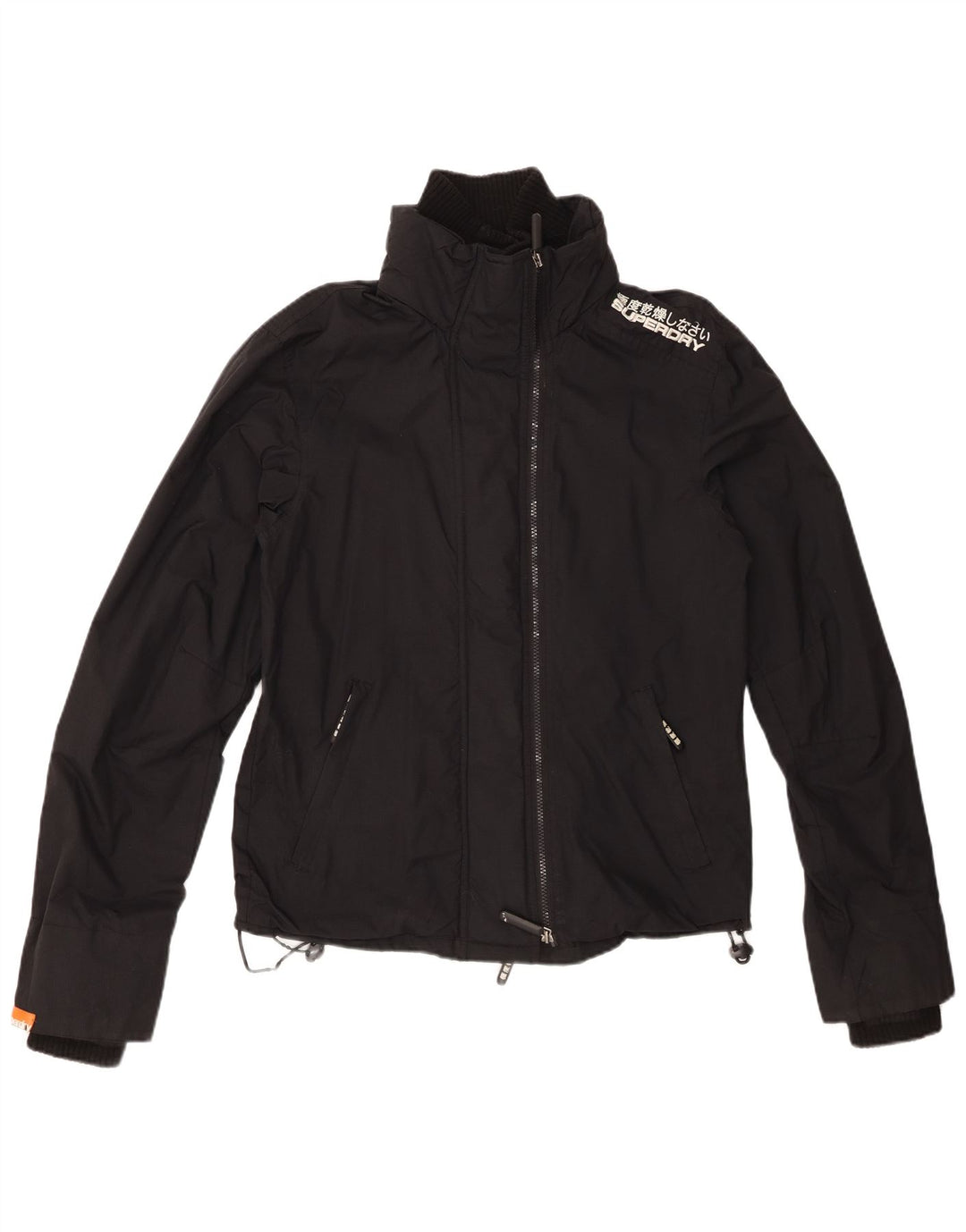 SUPERDRY Jachetă de ploaie grafică pentru femei UK 14 Medium Black Nylon