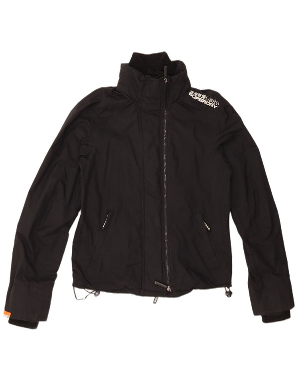 SUPERDRY Jachetă de ploaie grafică pentru femei UK 14 Medium Black Nylon
