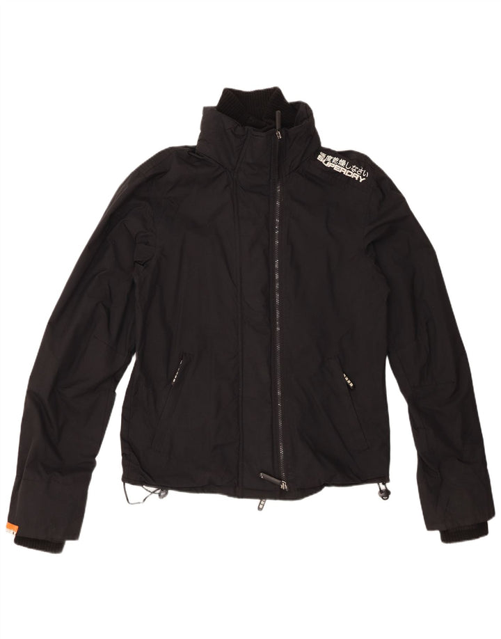 SUPERDRY Jachetă de ploaie grafică pentru femei UK 14 Medium Black Nylon