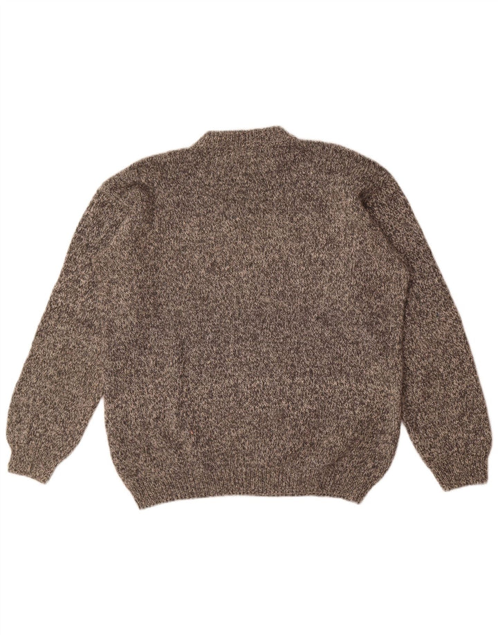 Pulover vintage pentru bărbați cu gât roșu, XL, gri