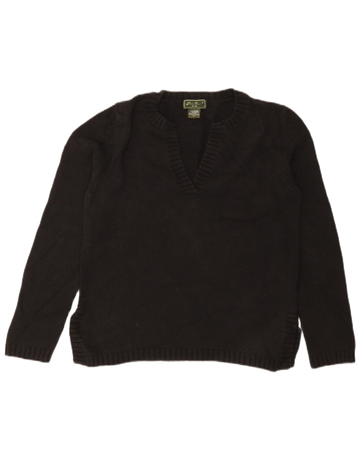 Pulover cu decolteu în V pentru femei Eddie Bauer UK 14 bumbac mediu negru