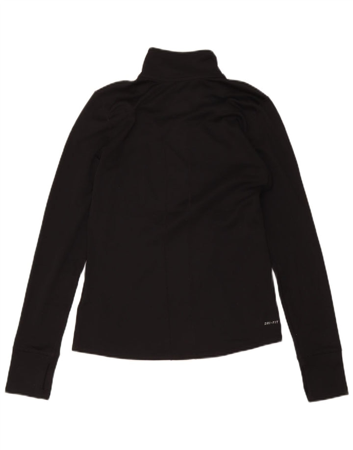 Top de trening Nike Dri Fit Zip Neck Pullover pentru femei UK 10 Small Black