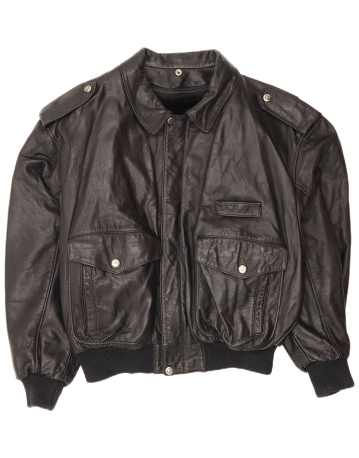 Jachetă de aviator din piele pentru bărbați de epocă IT 52 XL din piele neagră Army