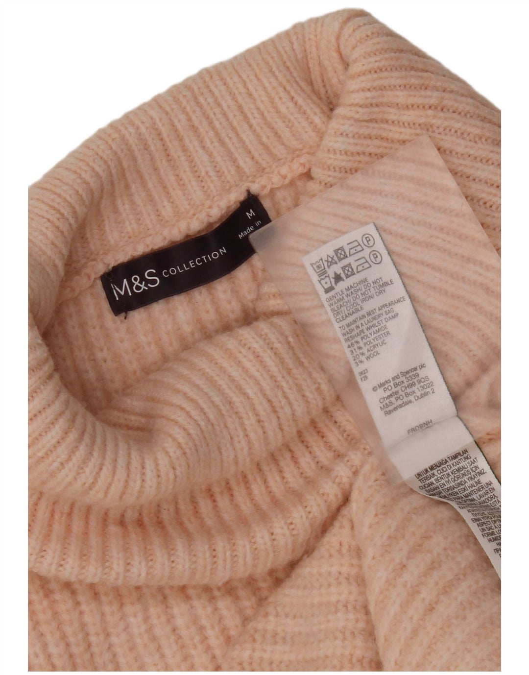Marks & Spencer Pulover supradimensionat pentru femei cu gât rulat UK 14 Roz mediu