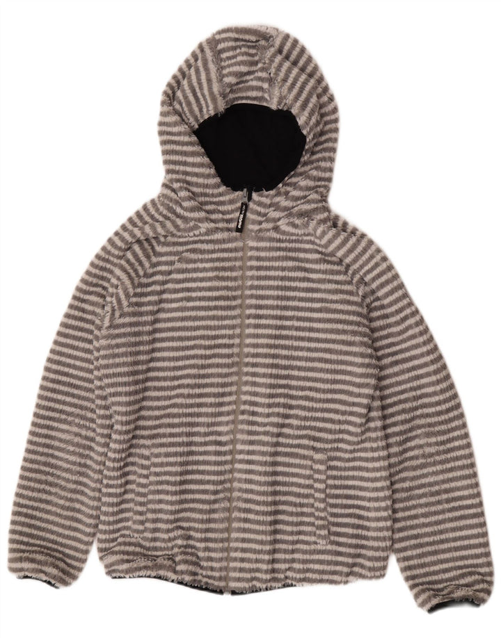 Jachetă fleece cu glugă pentru femei Mistral UK 14 Medium Gri Poliester cu dungi