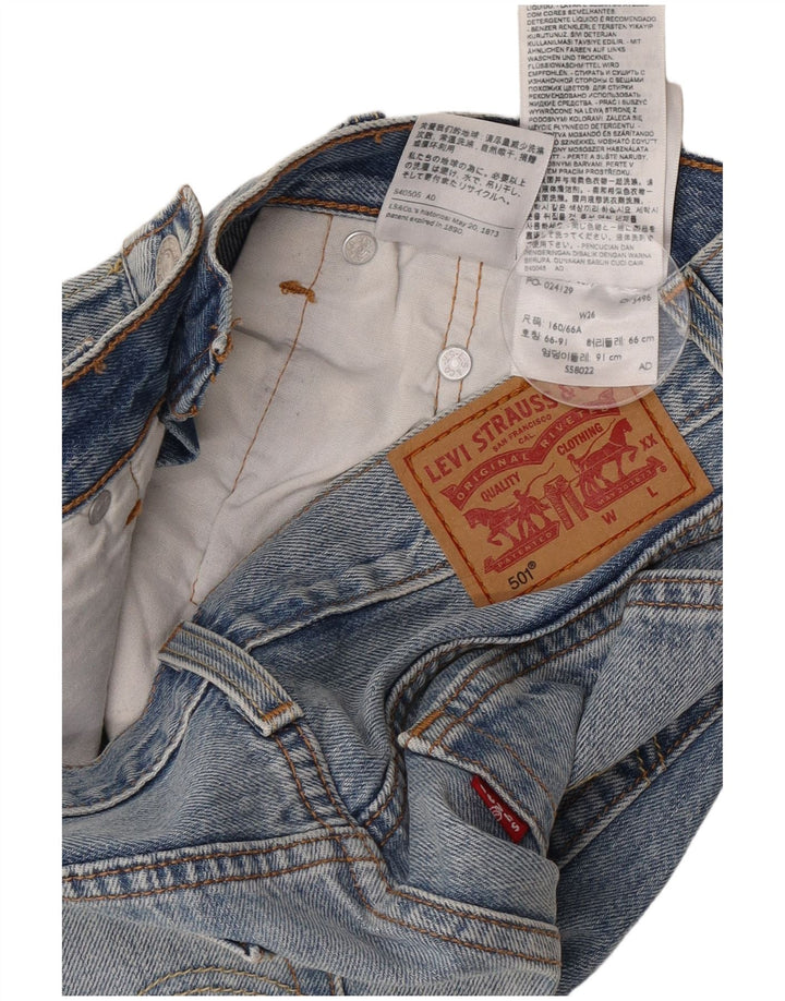Pantaloni scurți Levi's 501 din denim distressed W26 Small Blue Bumbac