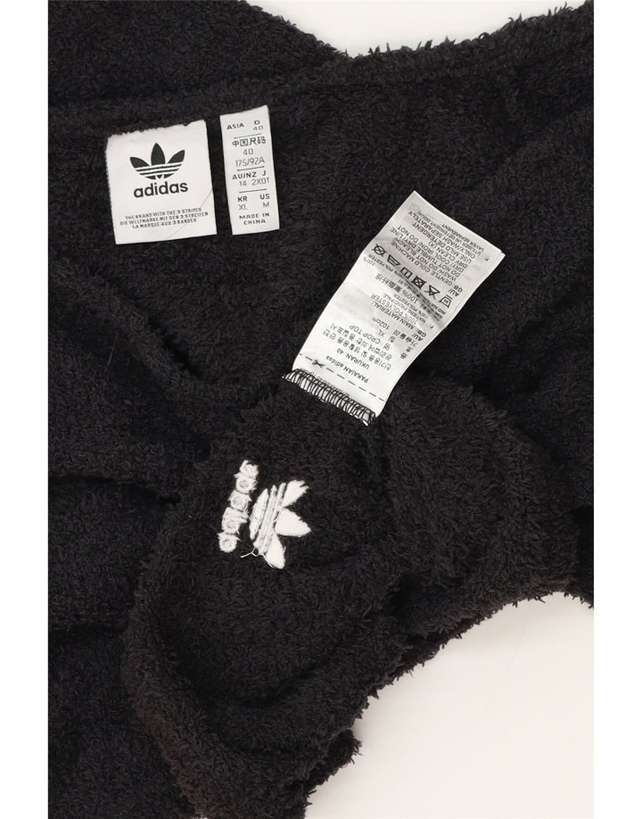 Adidas Crop Fleece Top cu umeri UK 12 Poliester mediu negru