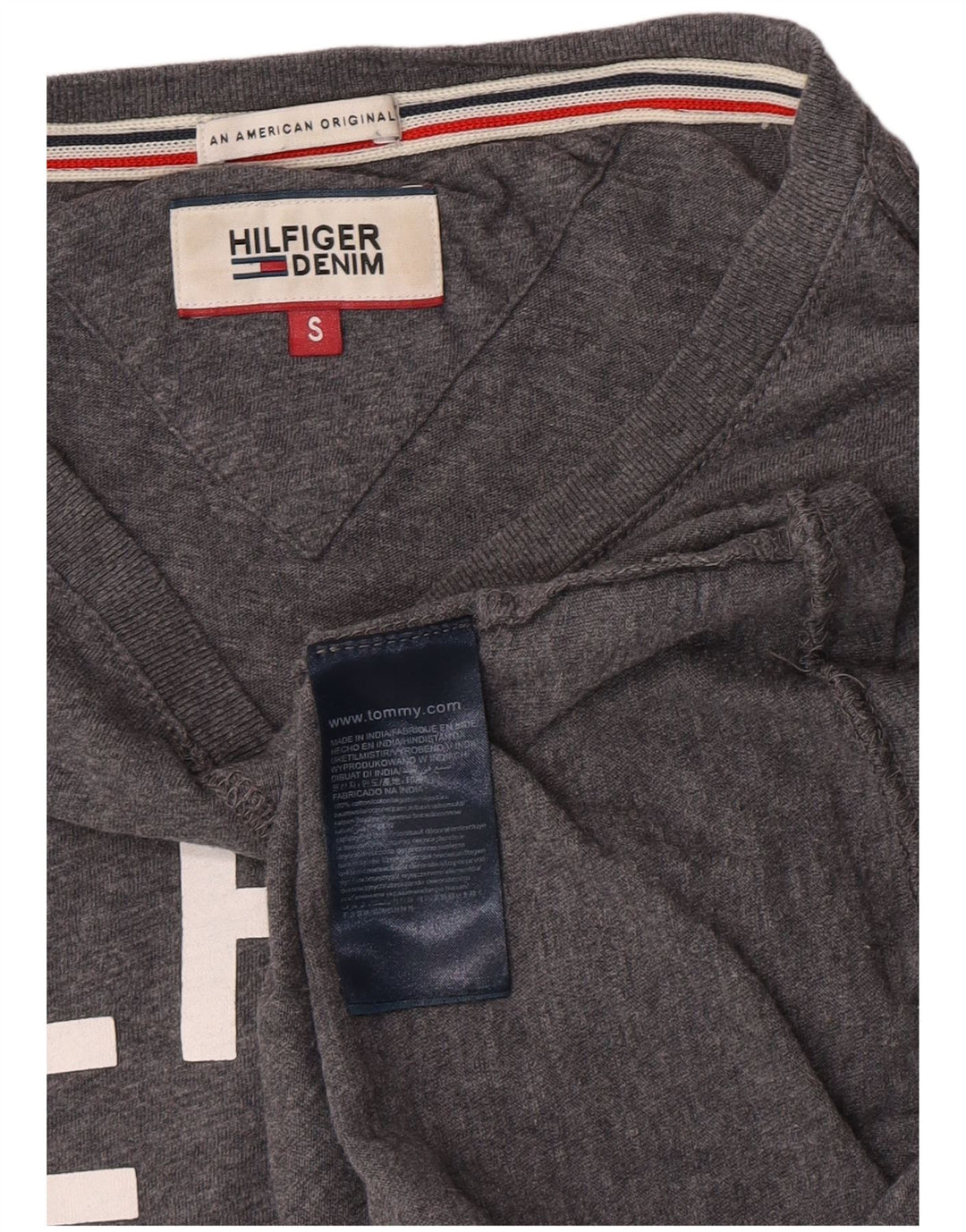 Top grafic pentru bărbați Tommy Hilfiger cu mânecă lungă, bumbac gri mic