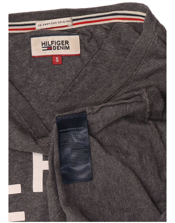 Top grafic pentru bărbați Tommy Hilfiger cu mânecă lungă, bumbac gri mic