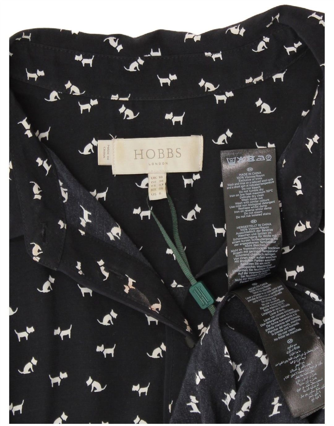 Rochie în formă de A Hobbs pentru femei UK 10 Mic bleumarin, viscoză cu imprimeu animal