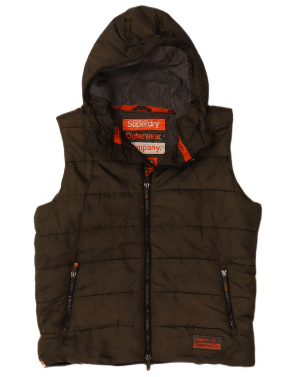 Gilet căptușit cu glugă pentru bărbați Superdry UK 44 2XL Kaki Poliester
