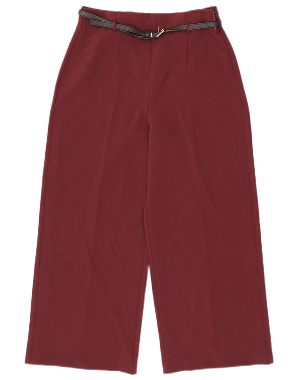 Zara Womens High Waist Wide Leg Casual Trousers Small W26 L25 Burgundy