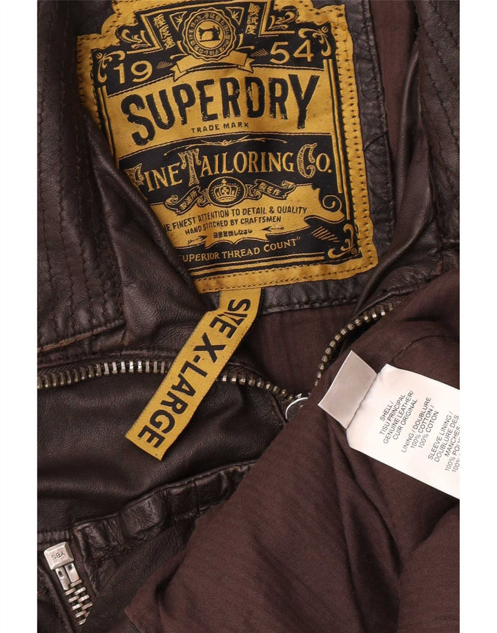 Jachetă militară din piele pentru bărbați Superdry UK 42 XL maro