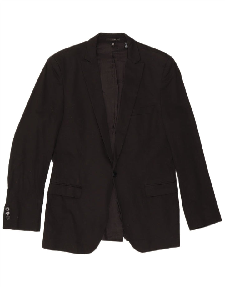 Blazer pentru bărbați Zara cu 1 nasture EU 50 Bumbac mediu negru