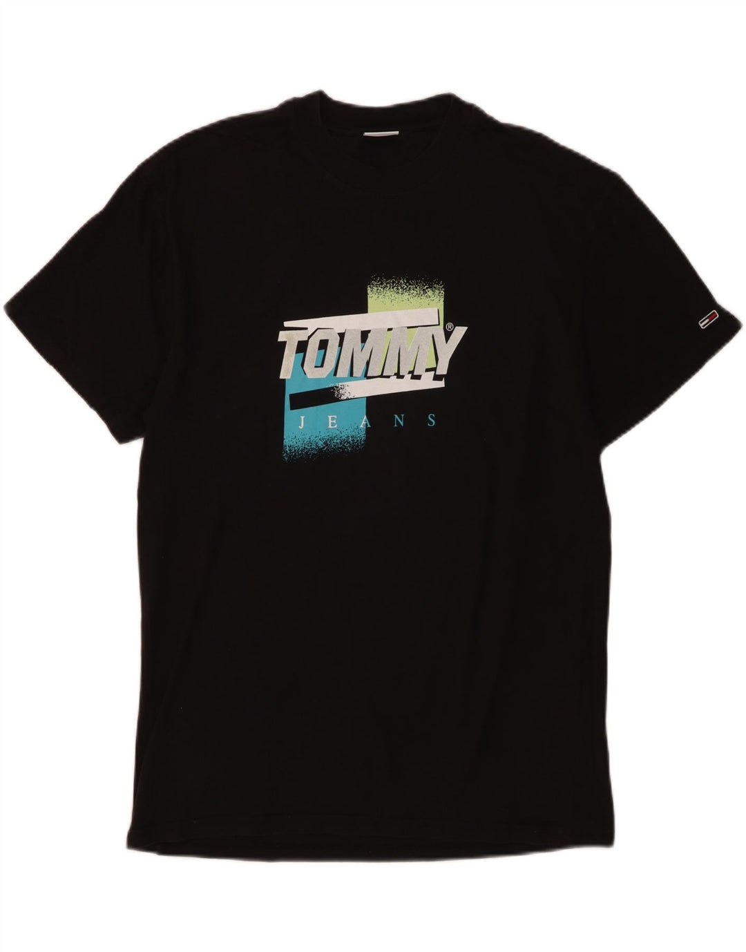 Tricou grafic Tommy Hilfiger pentru bărbați Top mediu din bumbac negru